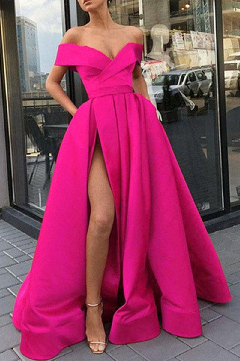Elegant Formal Solid Slit V Neck Evening Dress Dresses(12 Colors) - Image 8