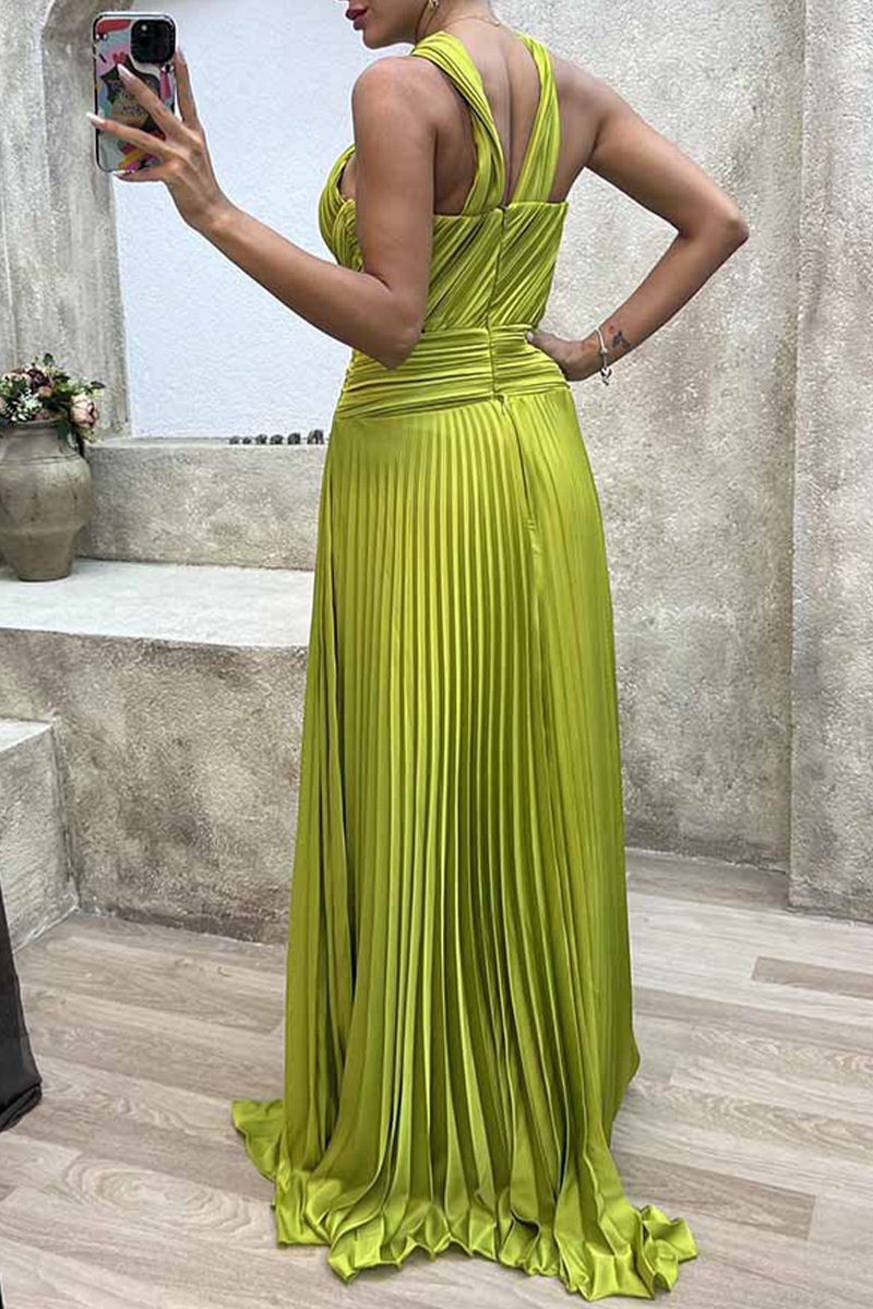 Elegant Solid Fold Halter Evening Dress Dresses - Image 6