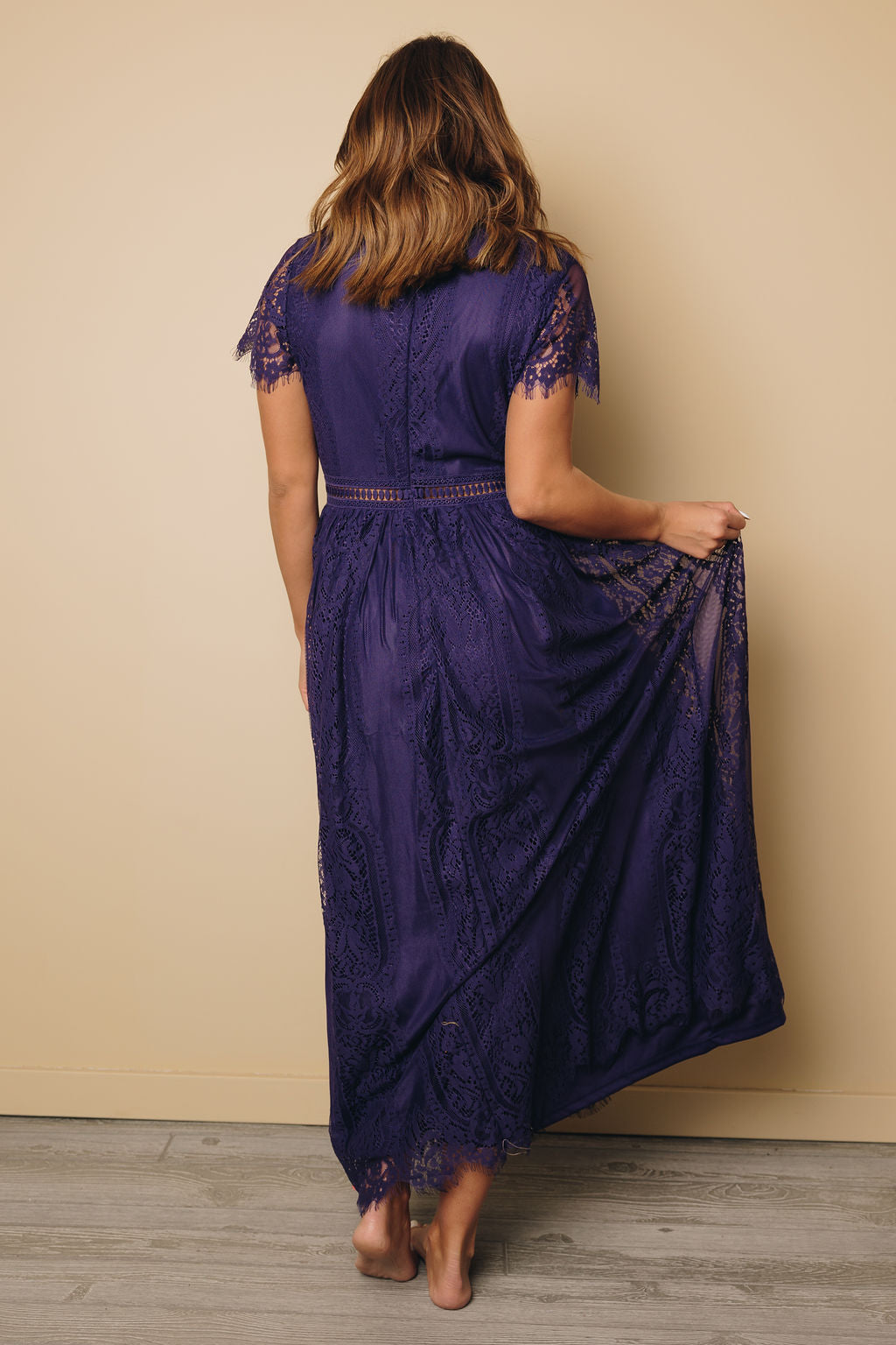 Lace Flutter Sleeve V-Neck Maxi Dress - Image 5