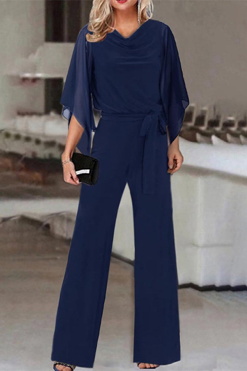 Casual Solid Bandage Asymmetrical Collar Straight Jumpsuits(4 Colors) - Image 2