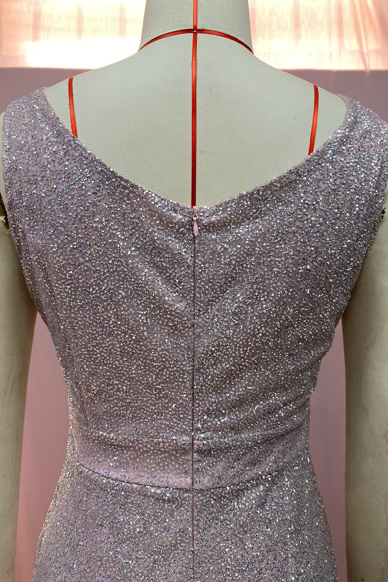 Sexy Gradient Sequined V Neck Evening Dresses - Image 8