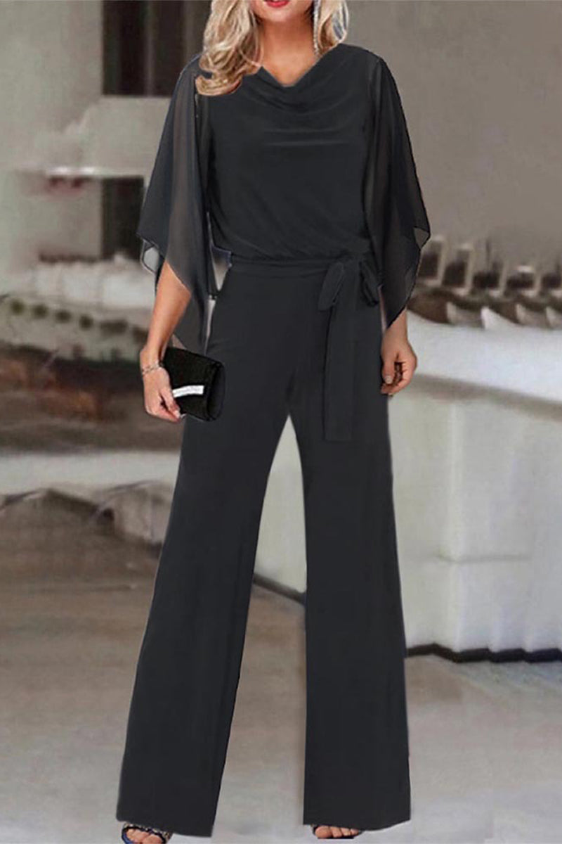 Casual Solid Bandage Asymmetrical Collar Straight Jumpsuits(4 Colors) - Image 3